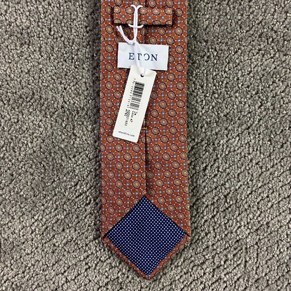 NWT ETON Tie Necktie Silk Floral Medallion Width 3.25" - Picture 6 of 9